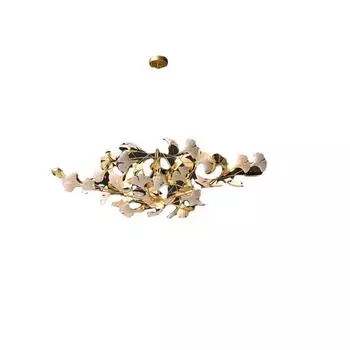 Современная роскошная керамическая люстра, освещение для гостиной, столовой, ветки листьев гинкго, светодиодная подвесная лампа, арт-вилла, кабинет, спальня