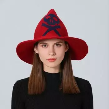 Современная шляпа ведьмы на Хэллоуин из овечьей шерсти. Колпак ведьмы на вечеринку в честь Хэллоуина.