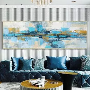 Современная синяя абстрактная картина маслом на холсте, скандинавские постеры и принты, настенные художественные фотографии, Куадрос, домашний декор для гостиной, без рамки 20cm40cm NoFrame