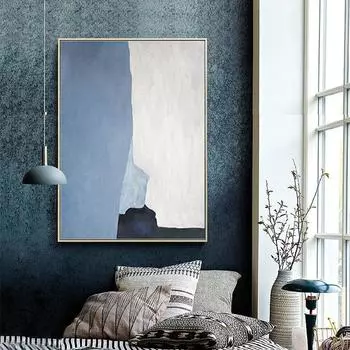 Современная синяя текстура, абстрактная картина маслом, печать на холсте, постеры и принты для декора гостиной, скандинавское искусство с цветными блоками, настенное искусство 21cm30cm NoFrame