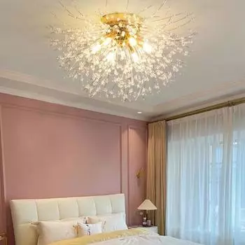Современная скандинавская хрустальная люстра с одуванчиком, потолочный светильник для комнаты, украшение дома, светильник для ресторана, спальня, потолочный светильник 220 В 220V