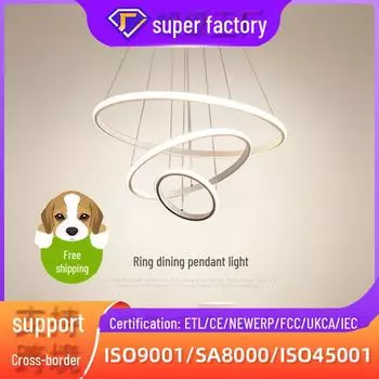 Современная скандинавская люстра с золотым кольцом для гостиной, двухуровневой квартиры, вестибюля, спальни или ресторана. Black (40+60 mm, 63W)