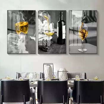 Современная скандинавская мода картина на холсте из бокала для вина постер из бокала для шампанского настенная живопись в офисе гостиная украшение для дома настенная живопись без рамки 21*30cm No Frame