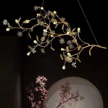 Современная скандинавская роскошная хрустальная позолоченная люстра высокого класса для гостиной, вестибюля, ресторана, украшения филиала, светодиодная лампа