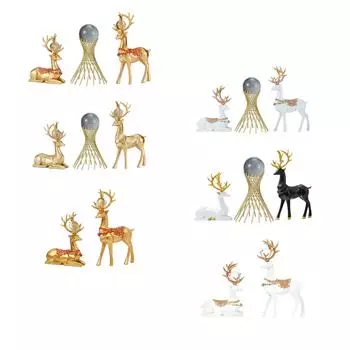 Современная статуэтка оленя в виде пары, скульптура, искусство фэн-шуй, удача, поделка для подставки под телевизор, гостиная, офис, декор, орнамент белый