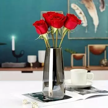 Современная стеклянная ваза кристально чистая прозрачная гидропонная вставка ваза для домашнего офиса гостиная декор аксессуары (Кристально-серый)