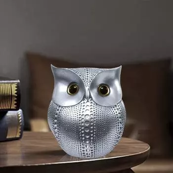 Современная стильная художественная фигурка Lucky Owl из смолы (Серебряный), 1 кусок