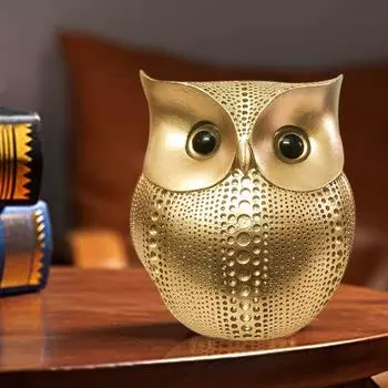 Современная стильная художественная фигурка Lucky Owl из смолы (золотой), 1 кусок