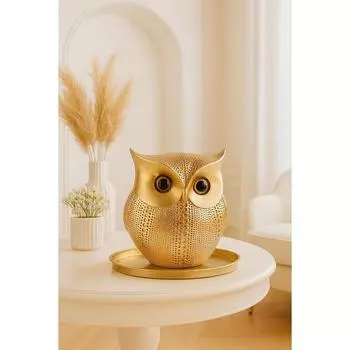 Современная стильная художественная фигурка Lucky Owl из смолы (золотой), 1 кусок