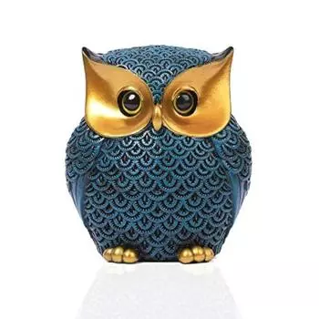 Современная стильная художественная фигурка Lucky Owl из смолы (синий), 1 кусок