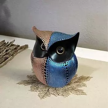 Современная стильная художественная фигурка Lucky Owl из смолы -(Упаковка из 1 шт., розового и голубого цвета)