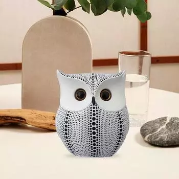 Современная стильная счастливая сова смола арт фигурка экспонат (белый), 13 х 6,5 см