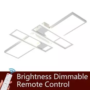 Современная светодиодная люстра с дистанционным управлением, прямоугольные черно-белые светильники