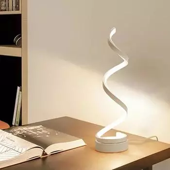 Современная светодиодная настольная лампа Eye Care Desktop Lighting Black And White Spiral Lamp Спальня Кабинет Бар Игровой стол Домашний декор Light Warm white&EU Plug белый