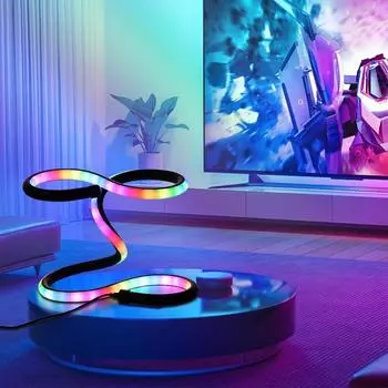 Современная светодиодная настольная лампа со спиралью, чугунный настольный светильник с питанием от USB и функцией смены цвета, минималистичная RGB-лампа для кровати black чёрный