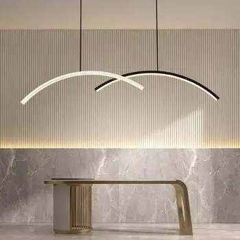 Современная светодиодная потолочная люстра, простые линейные подвесные светильники для столовой, кухни, спальни, подвесная лампа с дистанционным управлением Cold White
