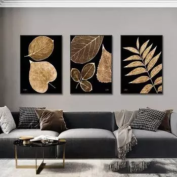 Современная текстура черного сусального золота, реалистичная абстрактная картина на холсте, настенная живопись, постеры и принты для гостиной, домашний декор 20x30cm