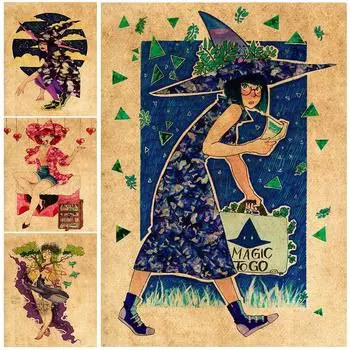 Современная ведьма художественная печать любовь ведьма настенная живопись маслом маленькая ведьма счастливая жизнь плакат 21cm30cm NoFrame