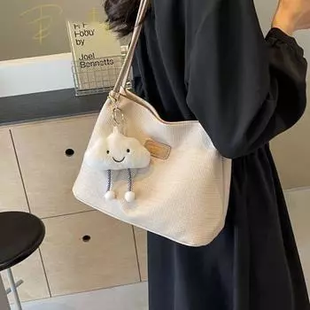 Современная женская сумка, новая модная и фактурная сумка через плечо, популярная и универсальная сумка-ведро для поездок на работу