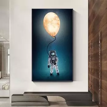 Современная живопись астронавта, планета, воздушные шары, постеры и принты, Вселенная, космическая холст, картина для гостиной, украшение для детской комнаты 20cm40cm NoFrame