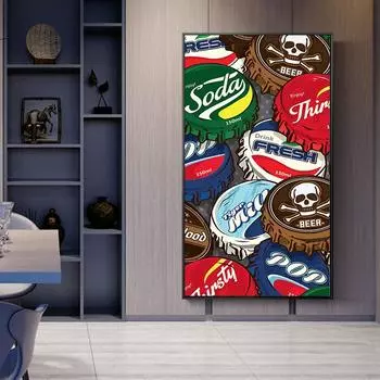Современная живопись на холсте, настенная живопись, крышки от бутылок, популярные художественные постеры и принты для декора спальни, декор детской комнаты 20cm40cm NoFrame