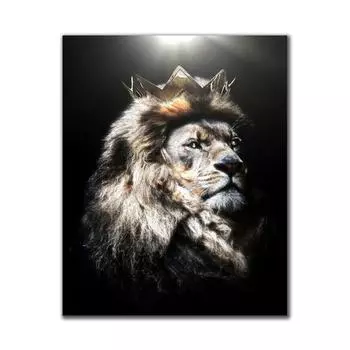 Современная живопись на холсте с животными, голова льва с короной, постеры и принты, настенные художественные картинки для декора стен гостиной, Cuadros 21*30cm