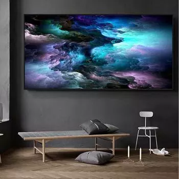 Современная живопись, настенные художественные картины для украшения комнаты, абстрактные красочные облачные постеры и принты на холсте, декор без рамки 20x40cm