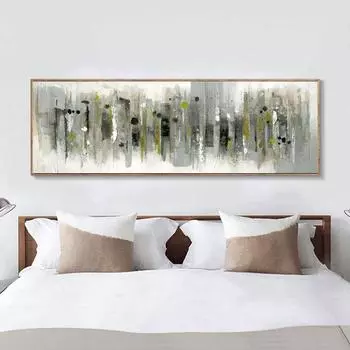 Современное абстрактное искусство, картина маслом на холсте, постеры и принты, настенное искусство, темно-синяя абстрактная картина для декора гостиной, без рамки 20*40cm