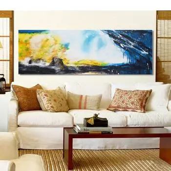Современное абстрактное искусство, картина маслом на холсте, постеры и принты, настенное искусство, красочные абстрактные картины с изображением шторма для декора гостиной 20*40cm