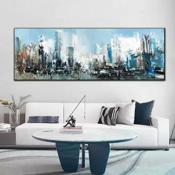 Современное абстрактное здание, картина маслом, постер и принт, пейзаж, настенное искусство, оригинальная картина на холсте, картина для декора гостиной 20*40cm