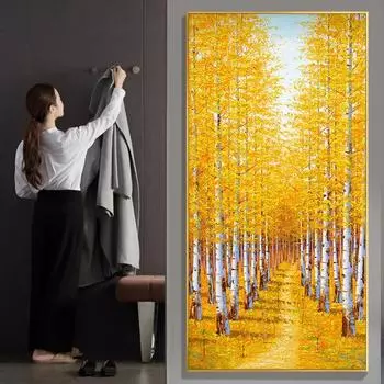 Современное абстрактное золотое богатое дерево, украшение, картина, белая береза, холст, постеры и принты для гостиной, крыльца, декор, Куадрос 20cm40cm NoFrame