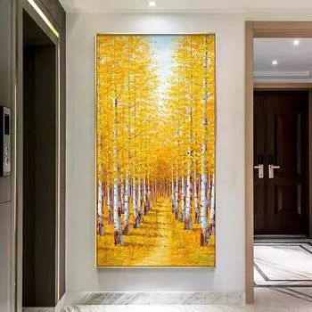 Современное абстрактное золотое богатое дерево, украшение, картина, белая береза, холст, постеры и принты для гостиной, крыльца, декор, Куадрос 20x40cm No Framed