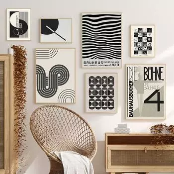 Современное черно-белое настенное искусство, геометрические линии, холст, картина, скандинавский постер и принты, настенная картина, украшение для дома, гостиной 21x30cm No Frame