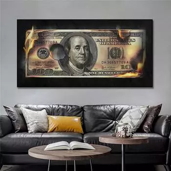 Современное и популярное настенное украшение для дома с сжиганием денег с плакатами за сто долларов и печатными картинами маслом в Соединенных Штатах 20cm40cm NoFrame