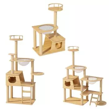 Современное интерактивное кошачье дерево для отдыха с когтеточками, кошачья кровать, прозрачная космическая капсула для маленьких и больших кошек, котят и котят