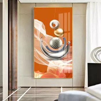 Современное искусство 3D Геометрия с золотым принтом, скандинавский роскошный свет, холст, картина, настенная живопись, печать плакатов для прихожей, крыльца, Декор, Куадрос 20cm40cm NoFrame