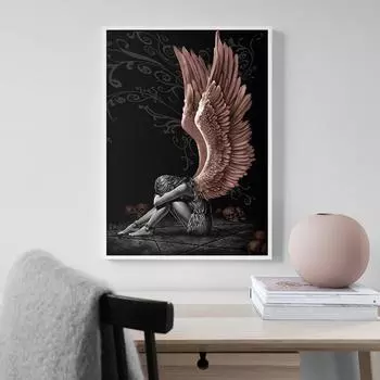 Современное искусство ангела, настенные постеры и принты, белые, красные крылья, холст, картина для гостиной, кафе, украшение для дома, картина Куадрос 21X30cm No Frame