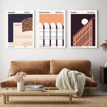 Современное искусство Архитектура Плакаты и принты Винтаж Берлин Баухаус Архив Сецессион Холст Картина Настенные картины Искусство Домашний декор 21x30cm No Framed