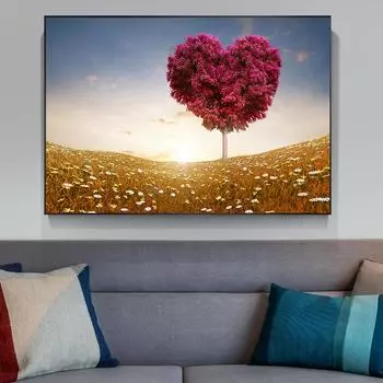 Современное искусство бабочка в сердце постеры с деревьями природа сердце волшебный цветок холст живопись настенные панно для декора гостиной 21cm30cm NoFrame