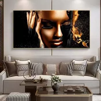 Современное искусство, черное золото, обнаженная женщина, картина маслом, художественный постер, скандинавская картина для гостиной 20cm40cm NoFrame