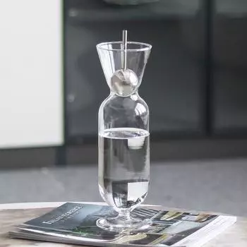 Современное искусство Фляга Абстрактное Креативное украшение из стекла Бутылка для вина Винная утварь Украшения Модельная комната Офис продаж отеля Аксессуары Silver bead straight wine jug M10573