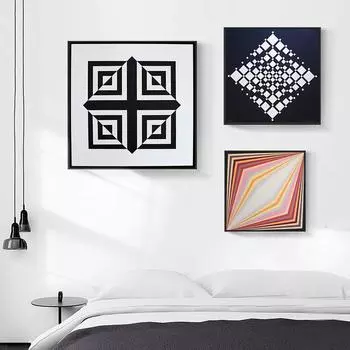 Современное искусство, космическая геометрия, холст, картина, настенное искусство, черно-белые постеры и принты с цветными блоками для декора гостиной Cuadros 21cm30cm No Frame