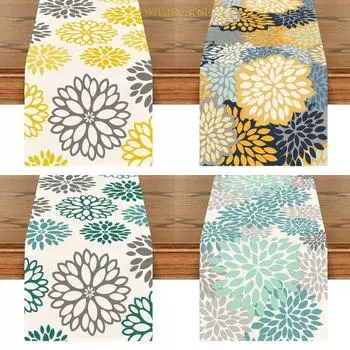 Современное искусство скатерти фермерский дом полиэфирная ткань серый георгин современный декор журнального столика Декор для гостиной и кухни 33x150cm фиолетовый