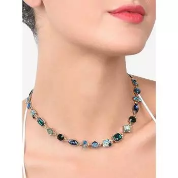 Современное колье для женщин, украшенное зелеными и синими ослепительными камнями FREE SIZE