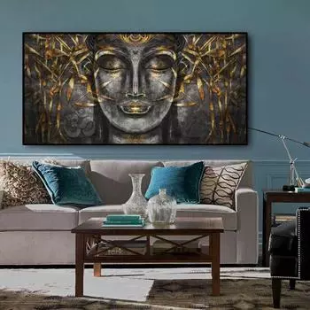 Современное настенное искусство, печать на холсте и постеры, картина, настенная картина Будды Бодхисаттвы для гостиной, дома, украшение Куадрос, без рамки 20*40cm