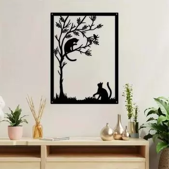 Современное настенное искусство с силуэтом кошки — идеально для использования в помещении и на открытом воздухе. Металлический декор для любителей домашних животных и уникальный подарок для любителей кошек. белый