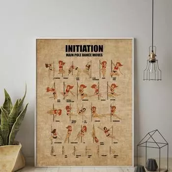 Современное посвящение Основные движения танца на шесте Обучение настенному искусству Картины на холсте Танцевальные постеры и принты Украшение гостиной 21x30cm No Framed