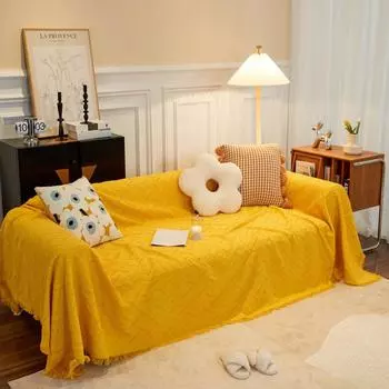 Современное простое полотенце для дивана, вязаное Т-образное ромбовидное клетчатое однотонное жаккардовое полотенце для дивана, ткань 90*90cm