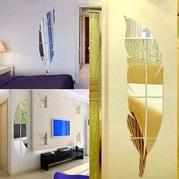 Современное съемное перо DIY акриловое зеркало стикер на стену украшение для дома и комнаты серебряный