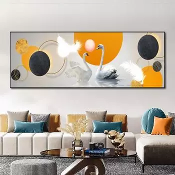 Современное сердце лебедь любовь холст картина скандинавские постеры с животными и принты настенные художественные фотографии гостиная домашний декор без рамки 20cm40cm NoFrame